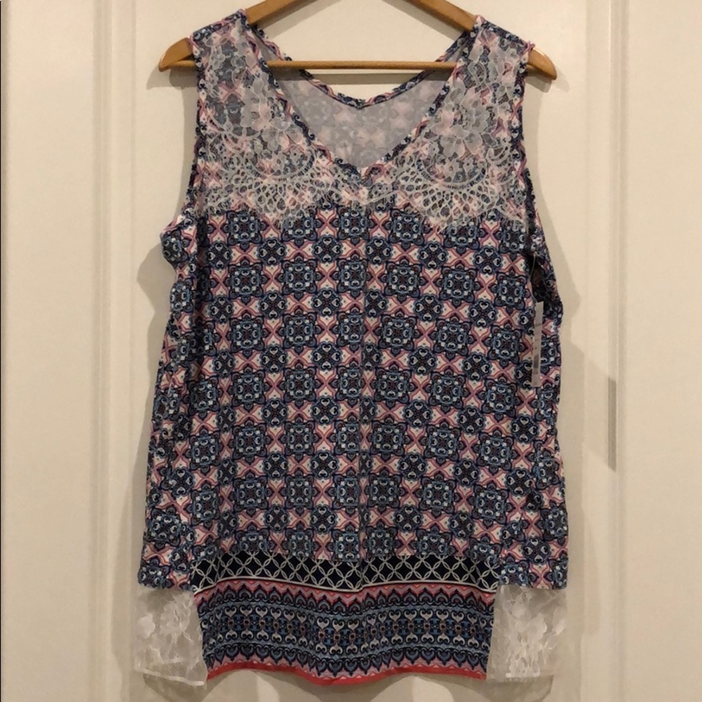 Kim Rogers lace trim tank top size L